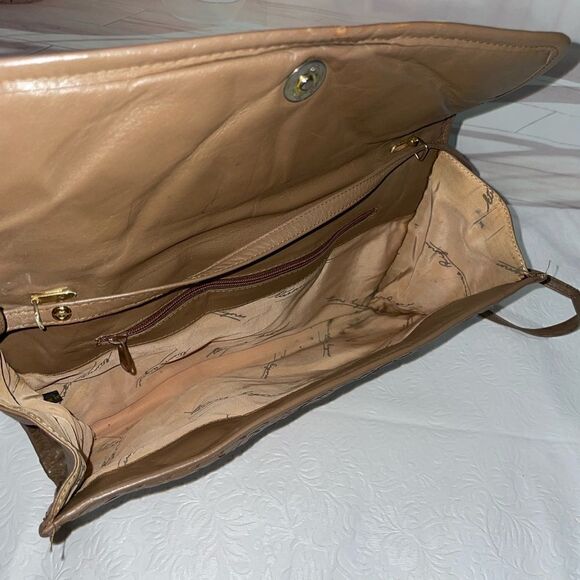 Etienne Aigner Leather Weave Shoulder Bag Clutch Bag Brown Small - Picture 5 of 6